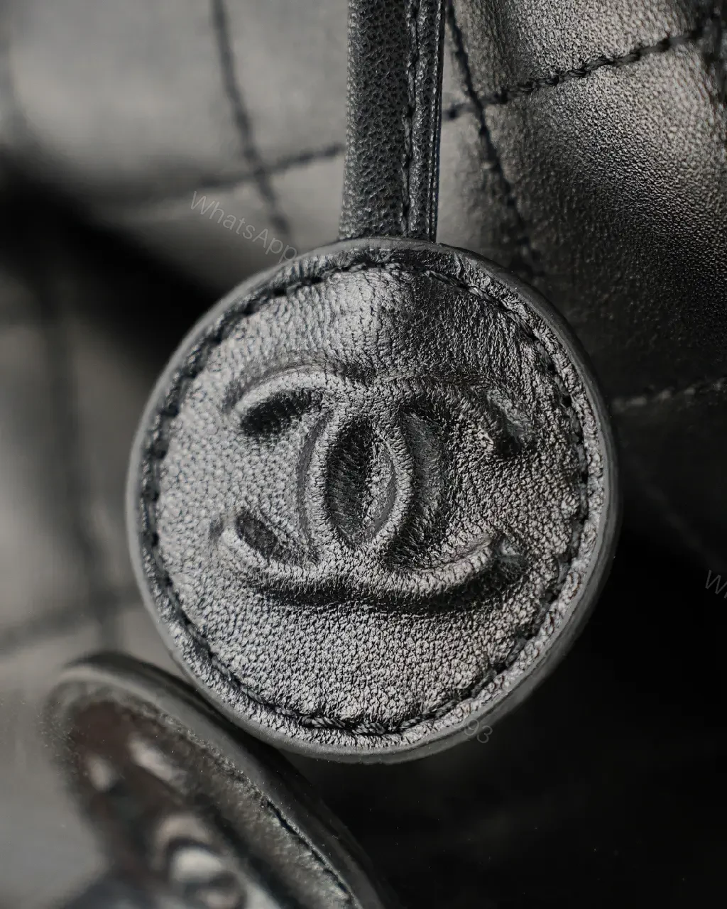 View 7 of Quilted Leather Drawstring Wallet Bag, Gold Hardware, Chic