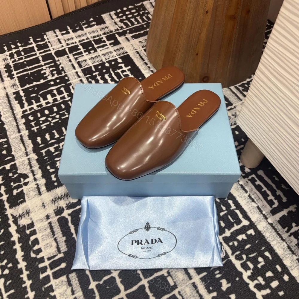 View 2 of 高仿Prada*2S2986圓頭皮質休閒套腳拖鞋棕色免檢版