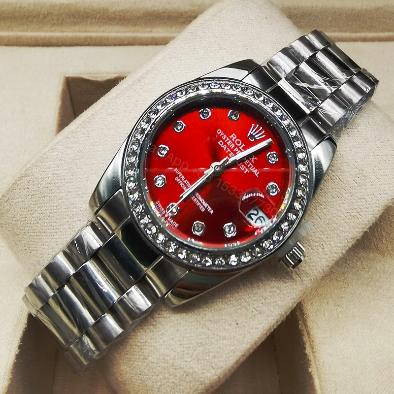 View 2 of Rolex Lady Datejust Demi Red Dial And Silver 31Mm