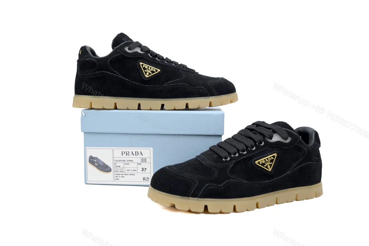 View 2 of Prada Trail Suede Sneakers Black