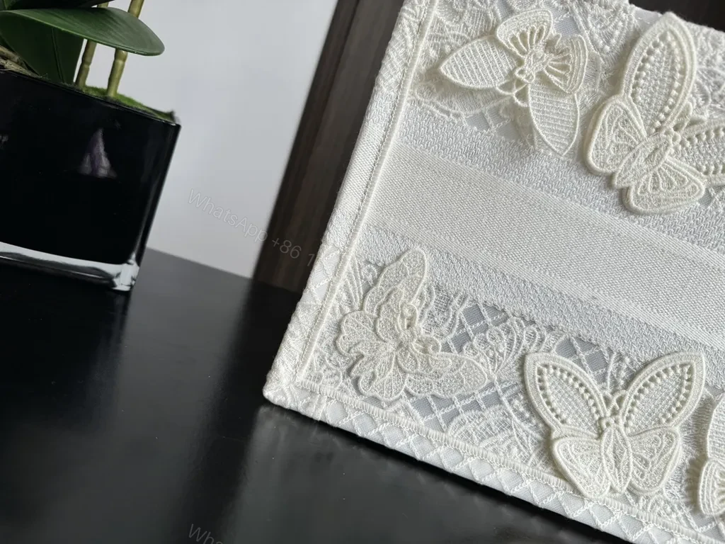 View 2 of Cream Lace Dior Tote: Butterfly Motifs, Luxury Everyday