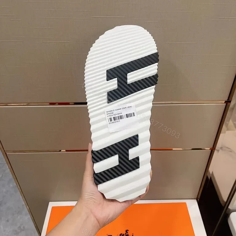 View 5 of White Leather Cross-Strap Platform Sandals - Hermes-Influenced Luxury