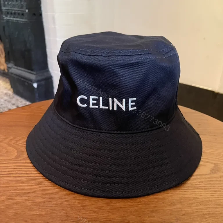 View 7 of Beige Canvas Bucket Hat - Subtle Celine Logo, Luxe Style