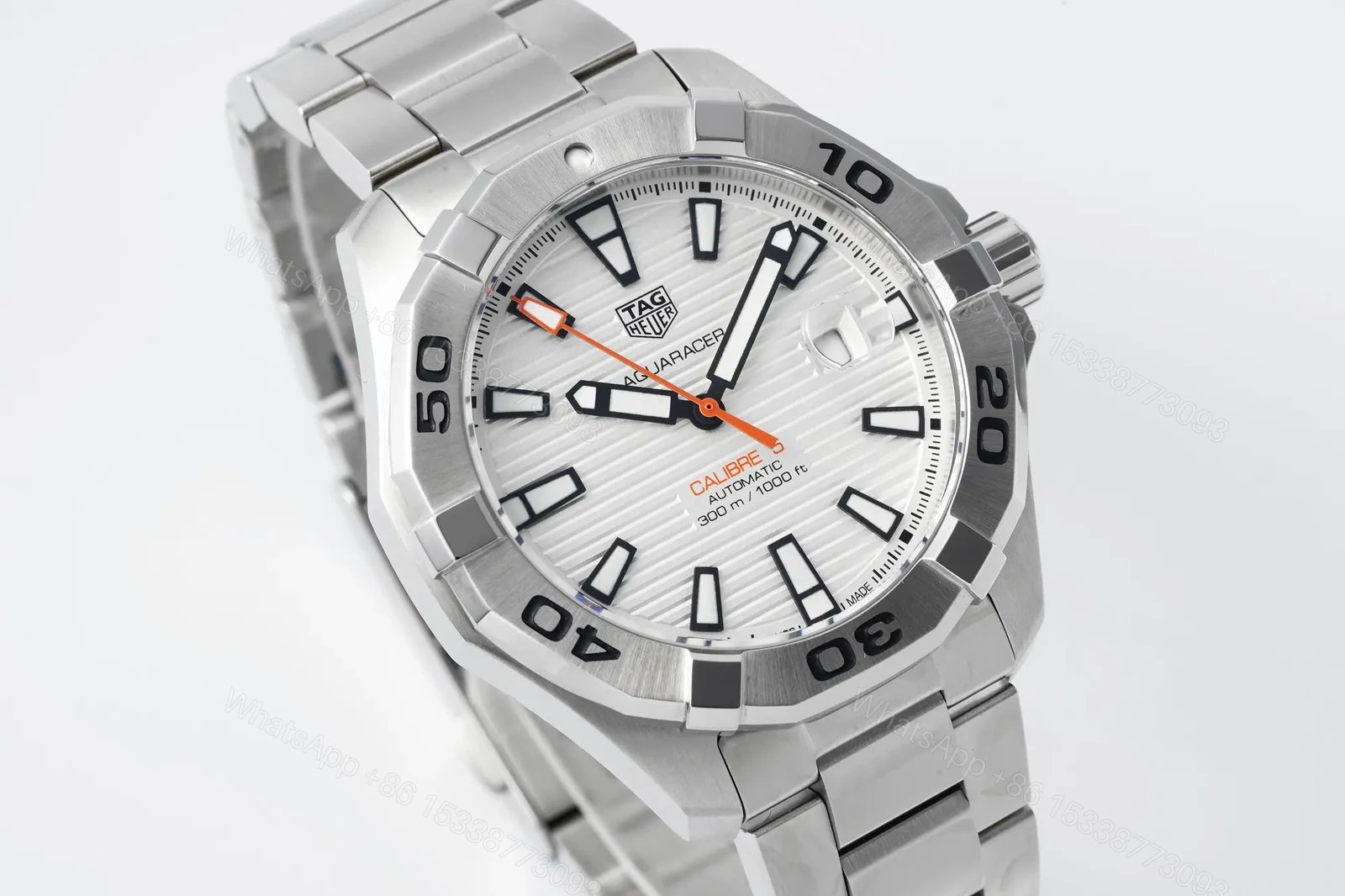 View 9 of V6 Factory TAG Heuer Super Series Watch – Silver Stainless Steel, White Dial, Casual and Formal Style, 100m Water-Resistant