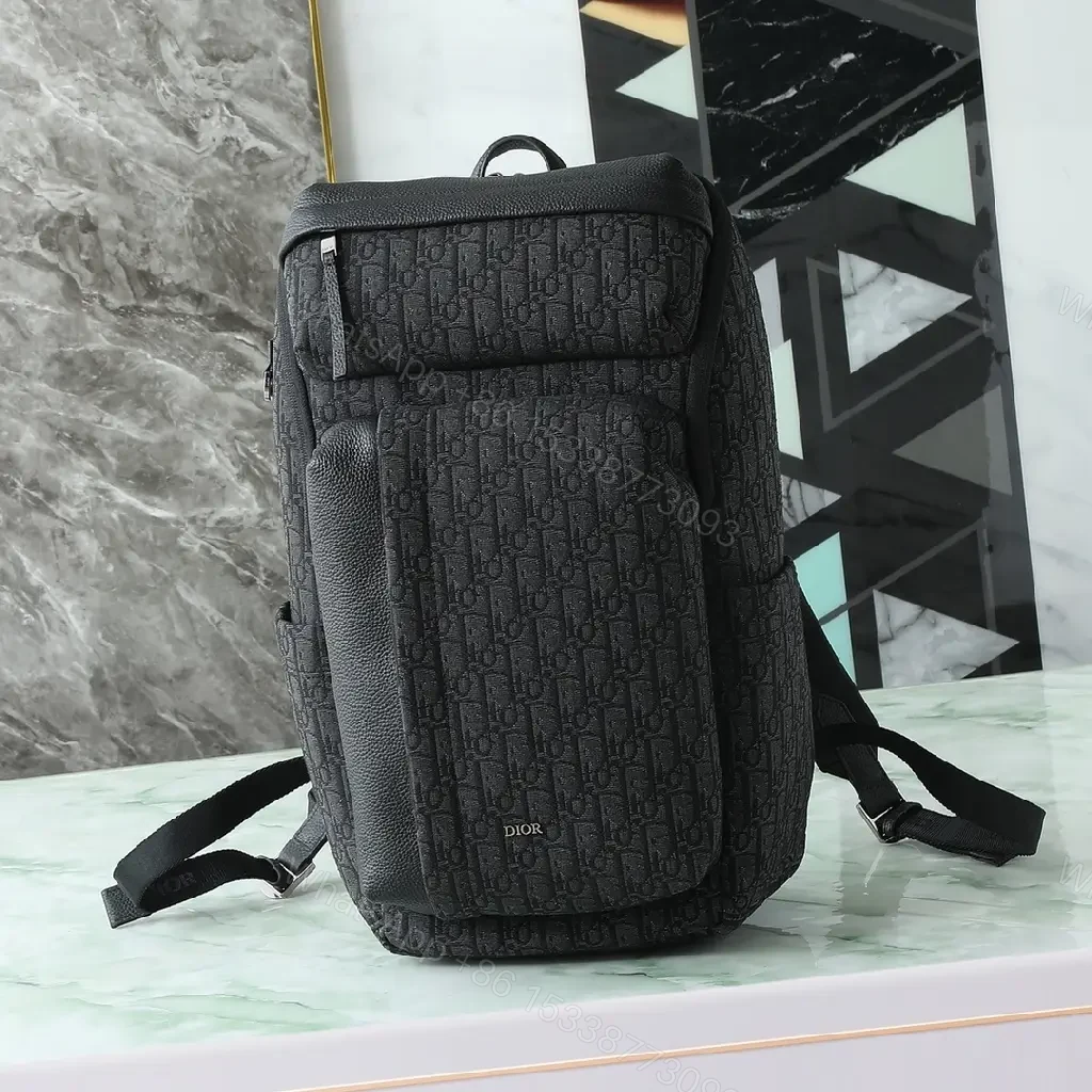 View 10 of Monogram Texture Compact Luxury Backpack - Day-to-Night Utility