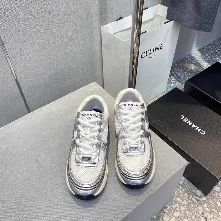 View 6 of Silver Sonic: Modern Luxe Sneaker with Chanel-Inspired Logo