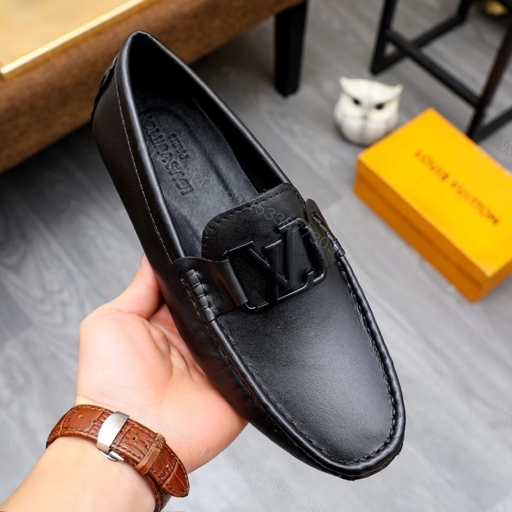 View 8 of Louis Vuitton Loafer Matte Leather With LV Logo In Black