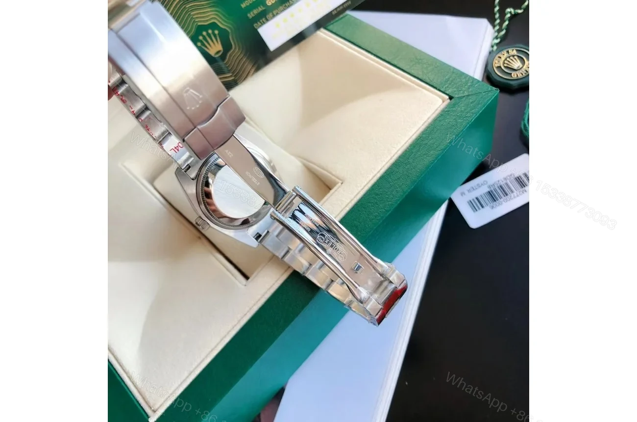View 4 of Replica Rolex Oyster Perpetual SS/SS Green/Stk 31/41 mm