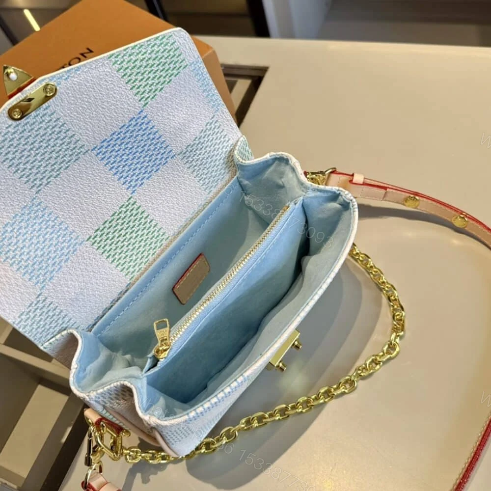 View 8 of Louis Vuitton Pochette Métis East West Damier Light Blue 21Cm N40749