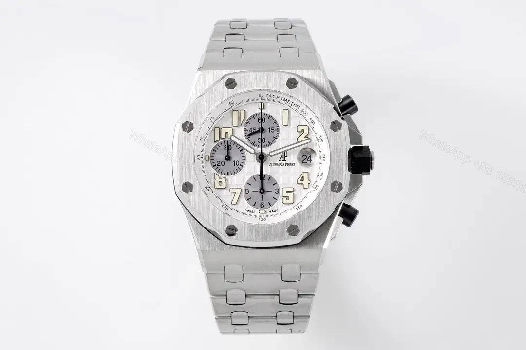 JF Factory Audemars Piguet Royal Oak Offshore Stainless Steel Bracelet Watch with Exclusive 4404 Chronograph Movement – Silver Dial — view 1
