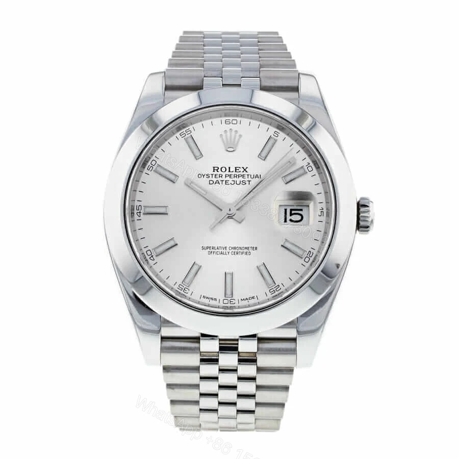 Rolex Datejust 41 126334 Super Clone : White Rolesor Fluted Bezel Silver Dial — view 1