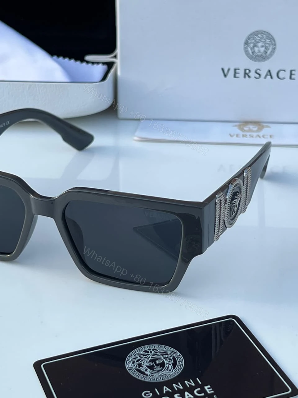 View 5 of Versace Medusa Square Black Gold Sunglasses