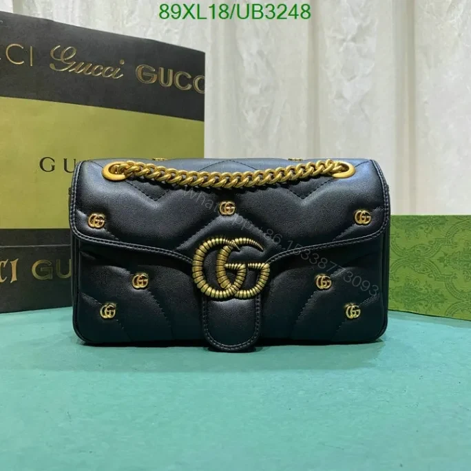 Gucci GG Marmont Quilted Inspired Shoulder Bag UB3248 in Black — view 1