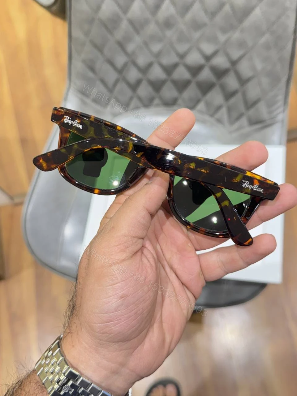 View 4 of First Copy Ray-Ban 2140 Tiger Green Sunglasses UV Protected Premium Quality