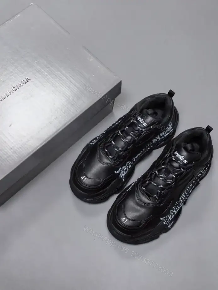 View 4 of BALENCIAGA TRIPLE S SNEAKER IN BLACK AND WHITE DIY METAL ARTWORK PRINTED COWSKIN – BB270