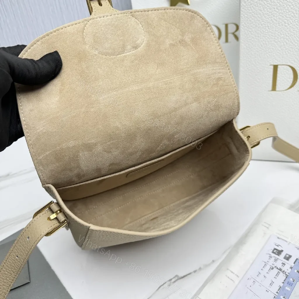 View 9 of Beige Pebbled Leather Saddle Bag — Subtle Texture, Versatile Comfort