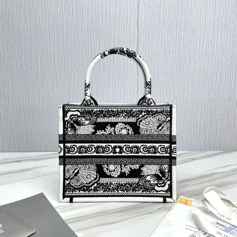 View 9 of Bold Couture Tote: Black-White Tapestry Designer Tote