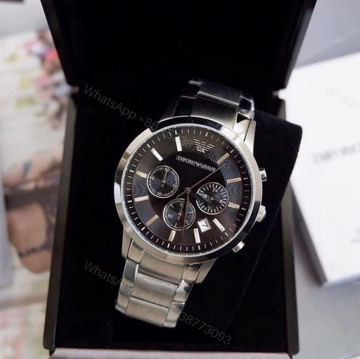 First Copy Emporio Armani Classic Silver-Black Watch — view 1