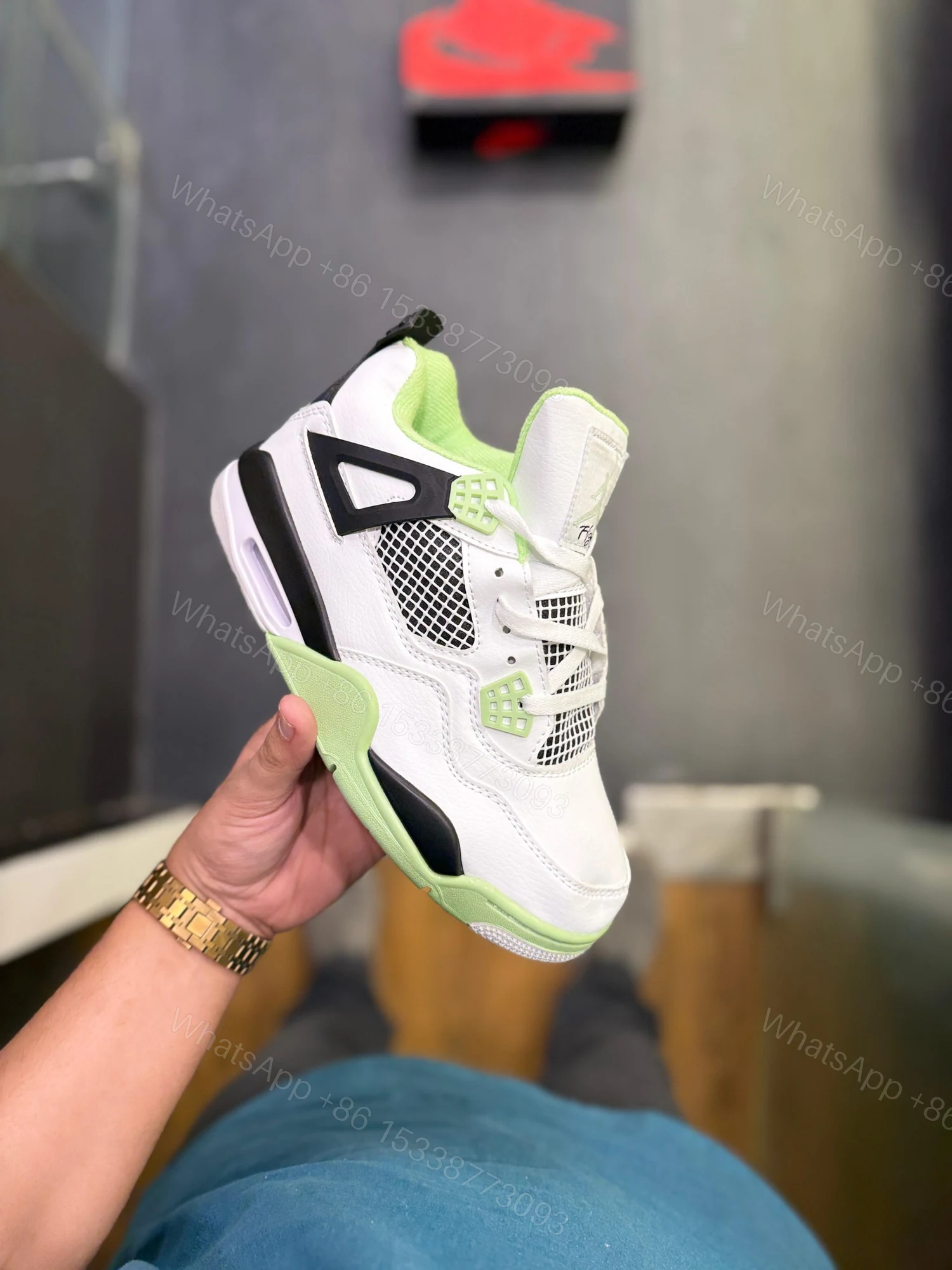 View 6 of FIRST COPY AIR JORDANS RETRO 4 OIL AURA SEAFOAM