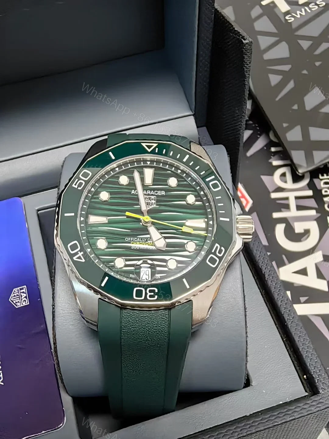 View 3 of TAG Heuer Aquaracer Automatic Mechanical Watch Wave Dial Stainless Steel Bracelet 43MM Premium Edition TAGHEUER-AQUARACER-WAVE-STEEL-AUTO-43