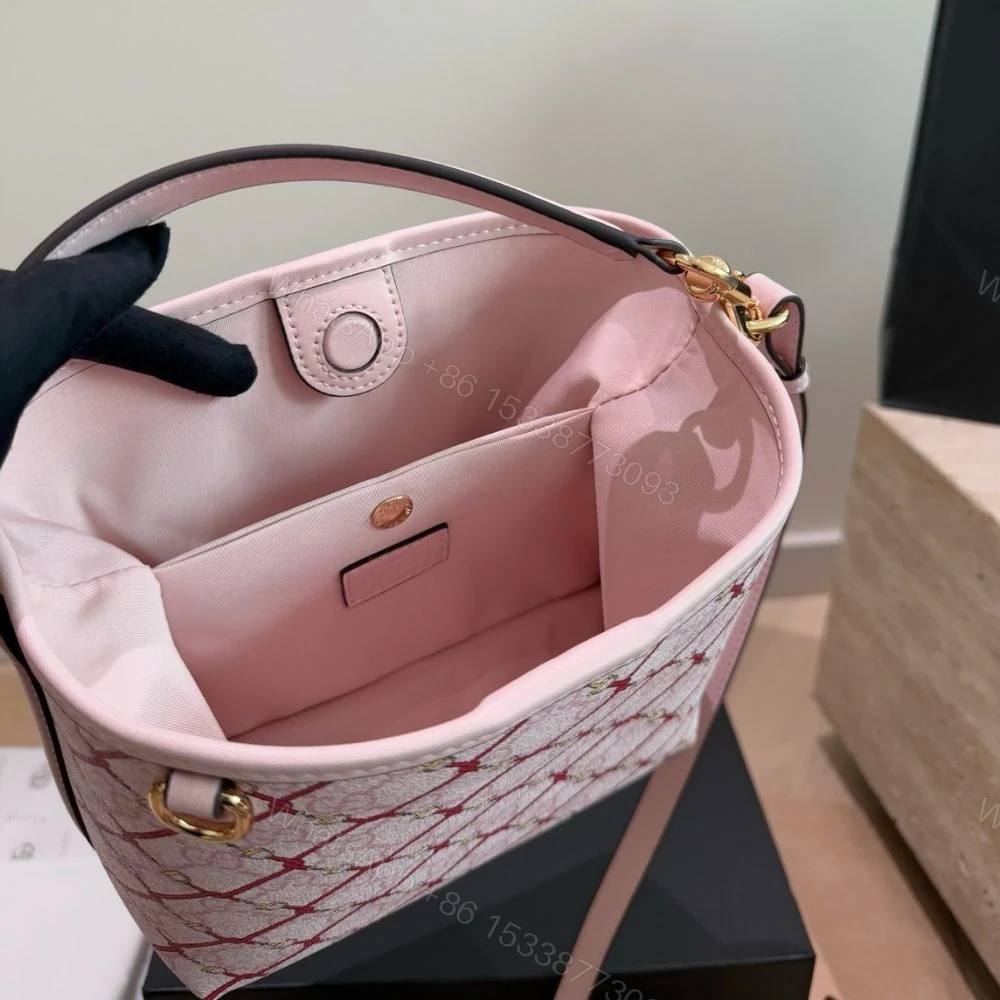 View 7 of Gucci GG Emblem Small Bucket Bag Pink And Red 20Cm 815118 FAFF1 8649