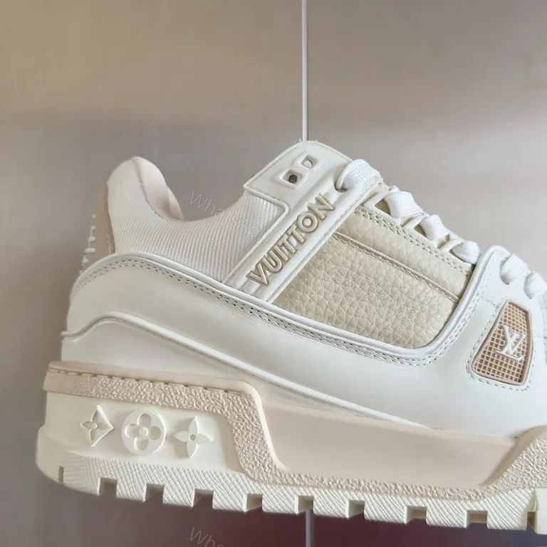 View 6 of White Leather Louis Vuitton-Inspired High-Tops: Luxury Minimalist Sneakers