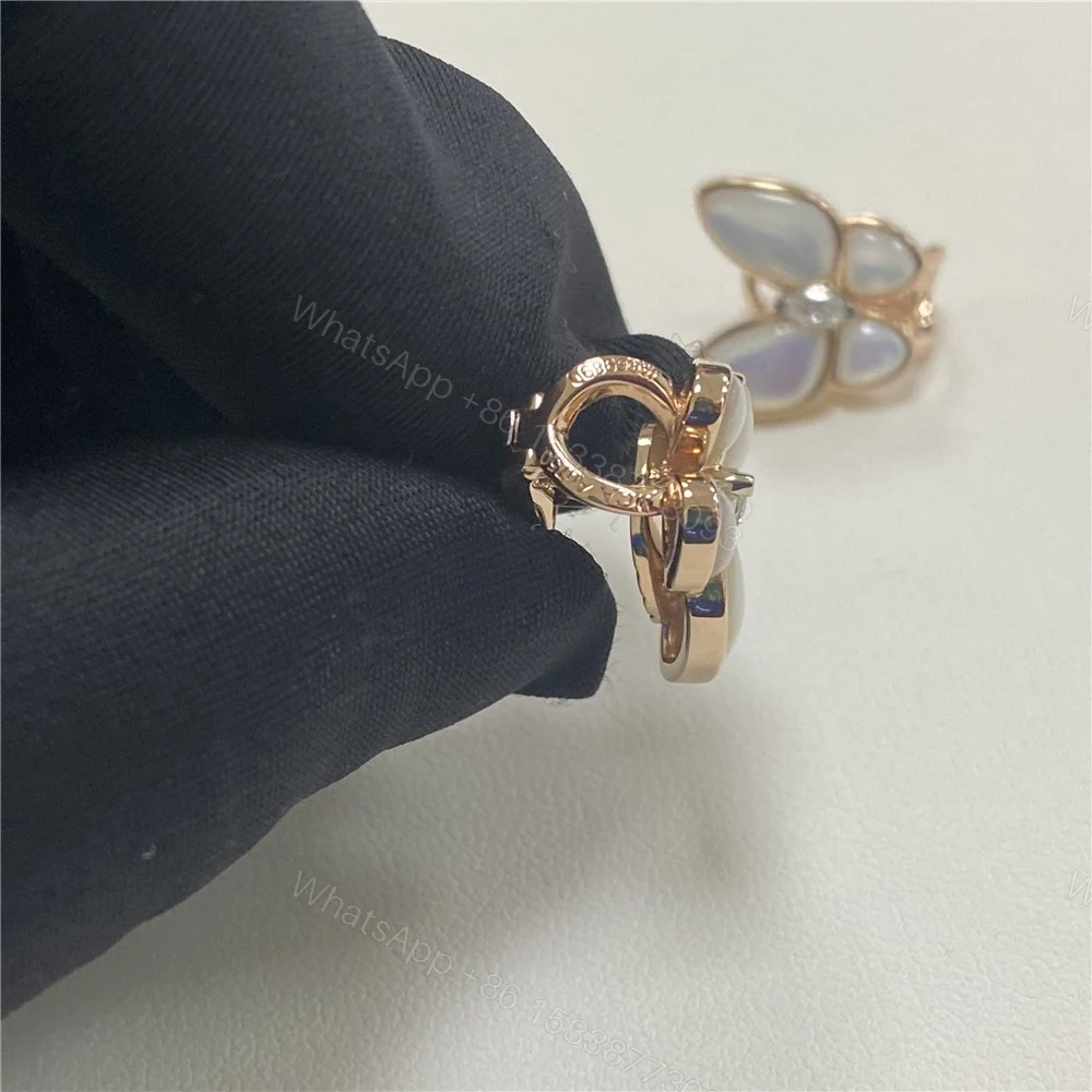 View 5 of Van Cleef & Arpels Two Butterfly Mother Of Pearl And Diamond Earrings VCARO8FN00