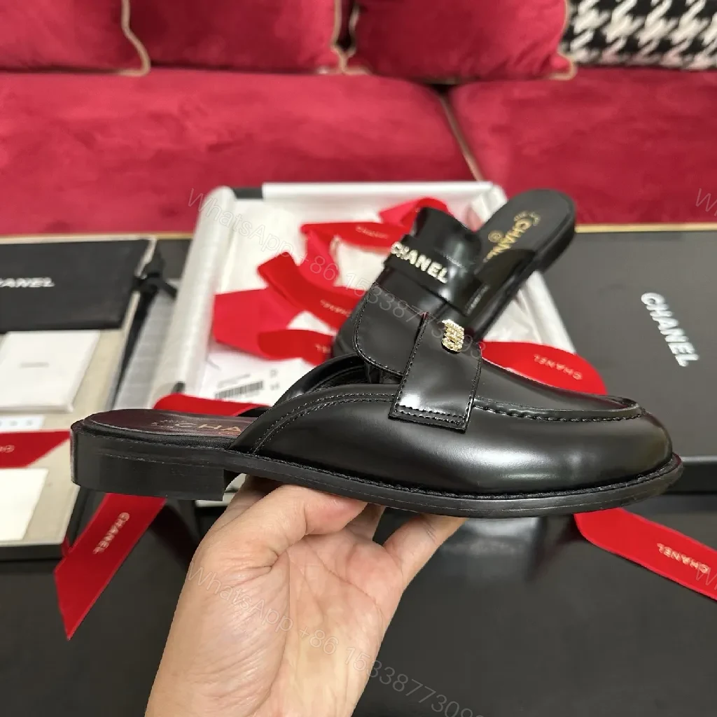 View 7 of Chic Leather Slip-On Sandals - Designer-Style Comfort