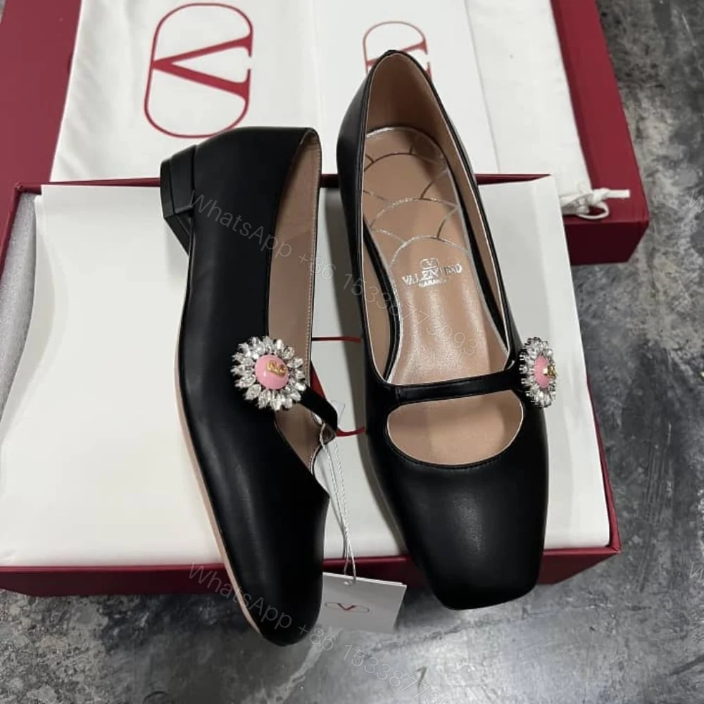 View 3 of VALENTINO MARY JANE PRESHOES BALLERINA IN KIDSKIN WITH JEWEL BUTTON BLACK 6W2S0LL7DHS 9TJ