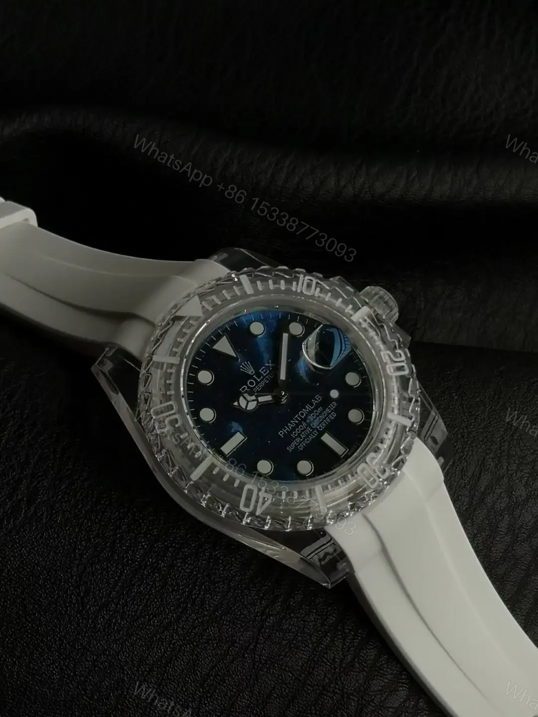 View 5 of Premium Rolex Submariner Date Phantomlab Starry Night replica 40MM White Rubber Strap Edition RG-SUB-PHANTOMLAB-STARRY-NIGHT-WHITE-RUBBER-40