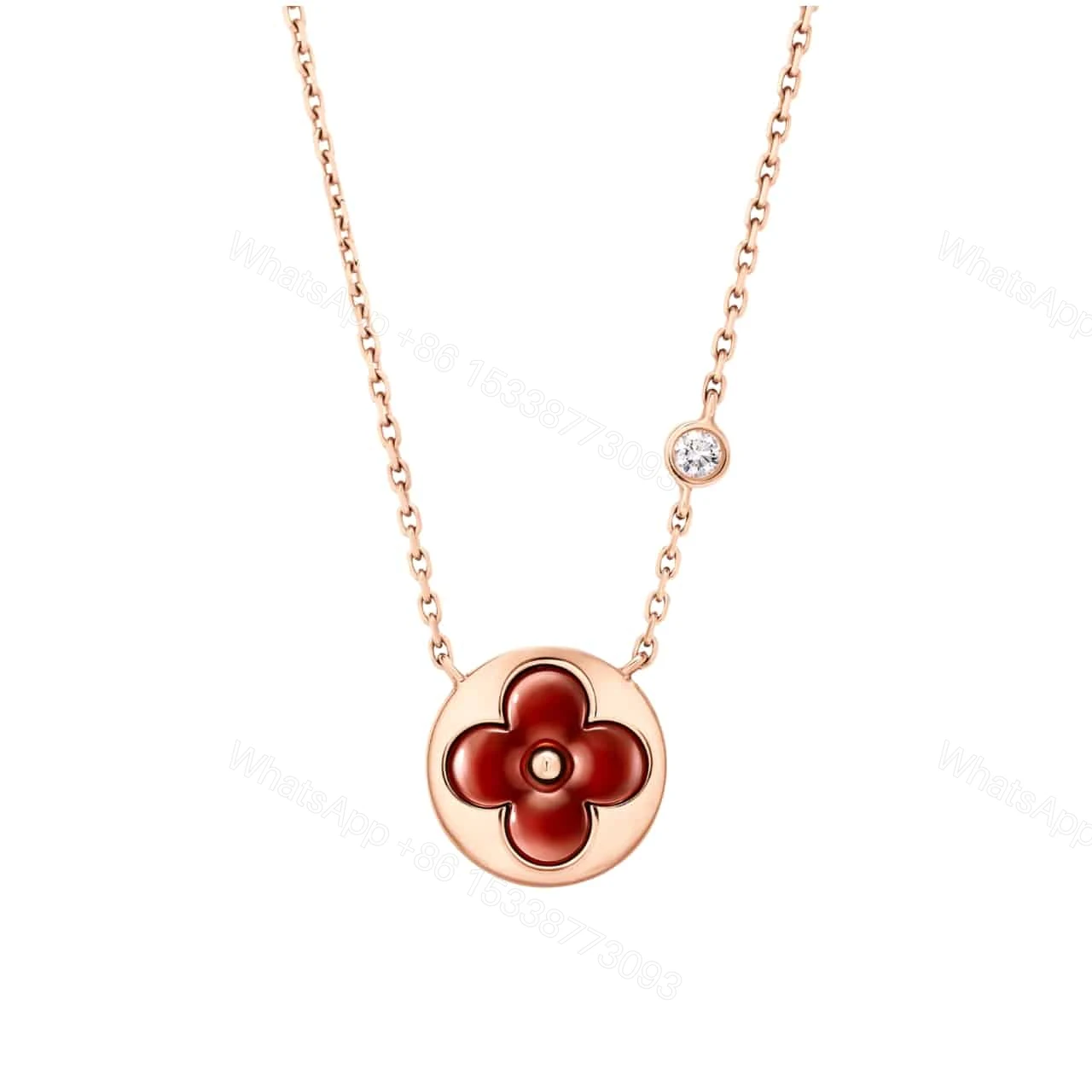 LOUIS VUITTON COLOR BLOSSOM BB SUN PENDANT PINK GOLD NECKLACE RED Q93826 — view 1