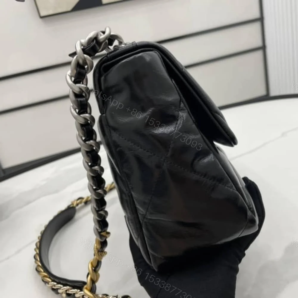 View 4 of Chanel 19 Series Classic Double C Logo Silver Turn Buckle Black 31Cm