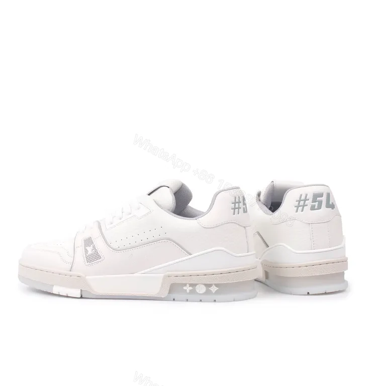 View 2 of Minimalist White Luxury Sneakers - Premium Leather, Subtle LV Details, All-Day Comfort