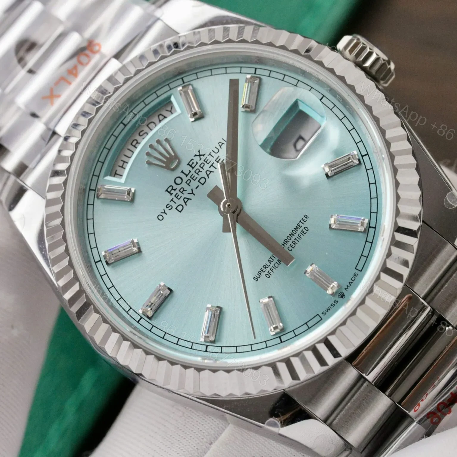 View 5 of Superclone Rolex Day-Date Ice Blue Diamond Dial 128236-0009 36 mm