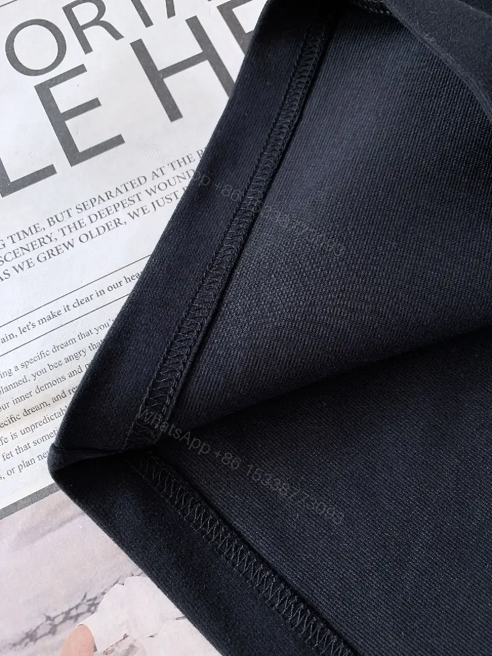 View 5 of Black Cotton Short-sleeve Tee Distressed "DIOR" Chest T-shirt