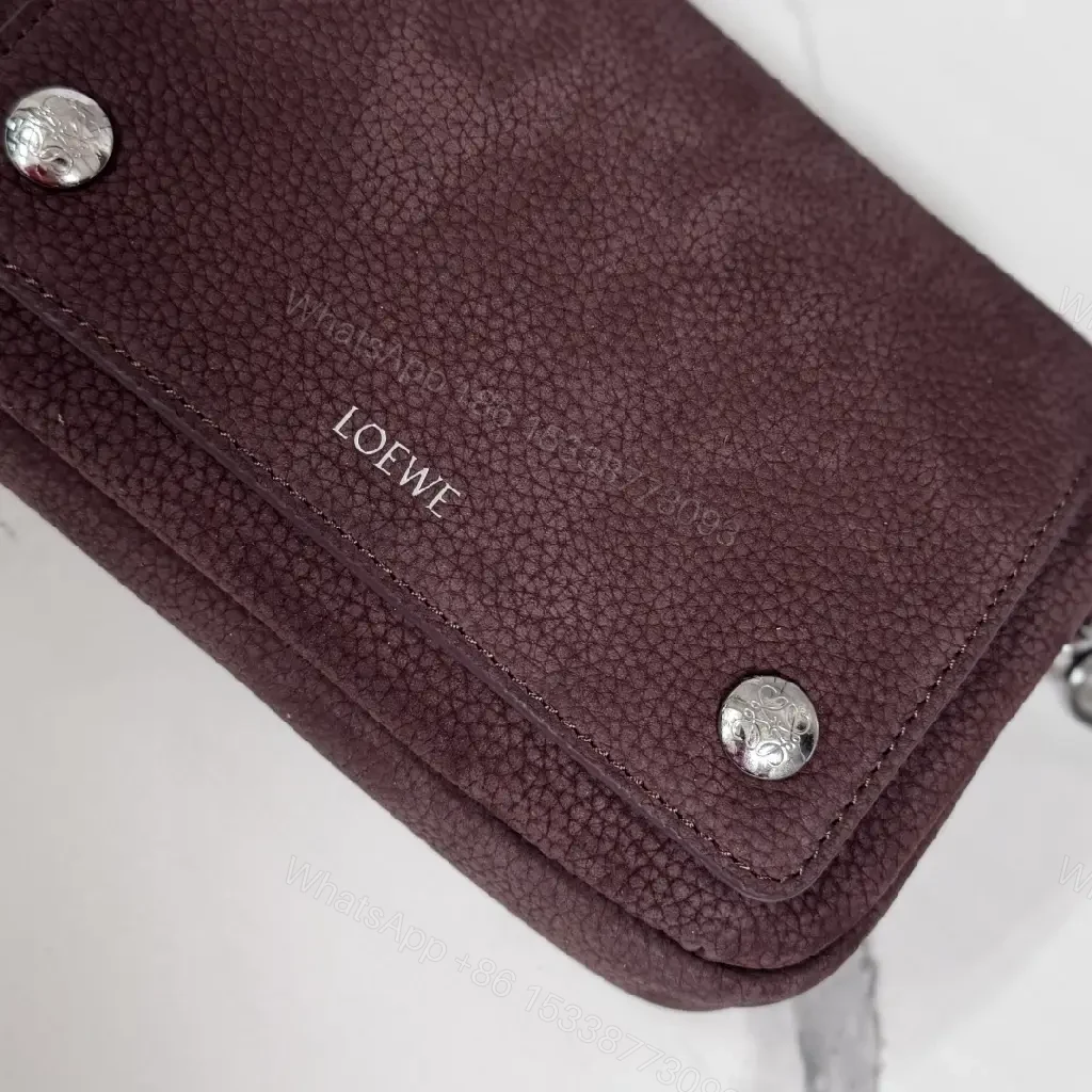 View 5 of Compact Burgundy Pebbled Leather Messenger