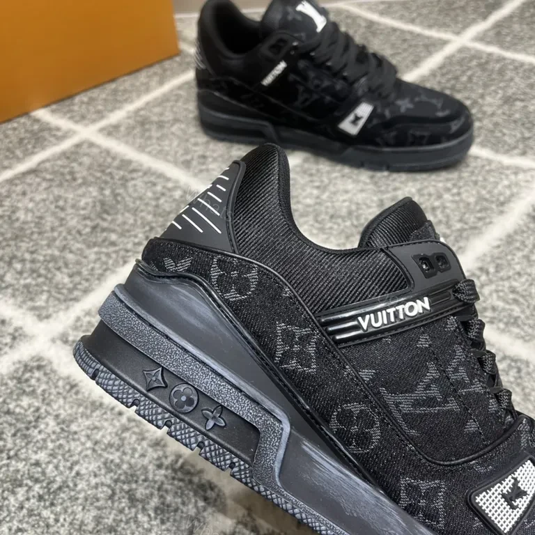 View 4 of Monochrome LV-Patterned High-Top Sneaker with Comfort Fit