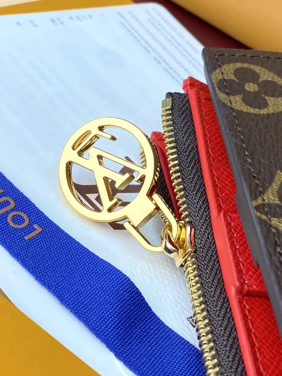 View 4 of Compact Cherry LV Monogram Wallet: Luxe, Modern, Durable