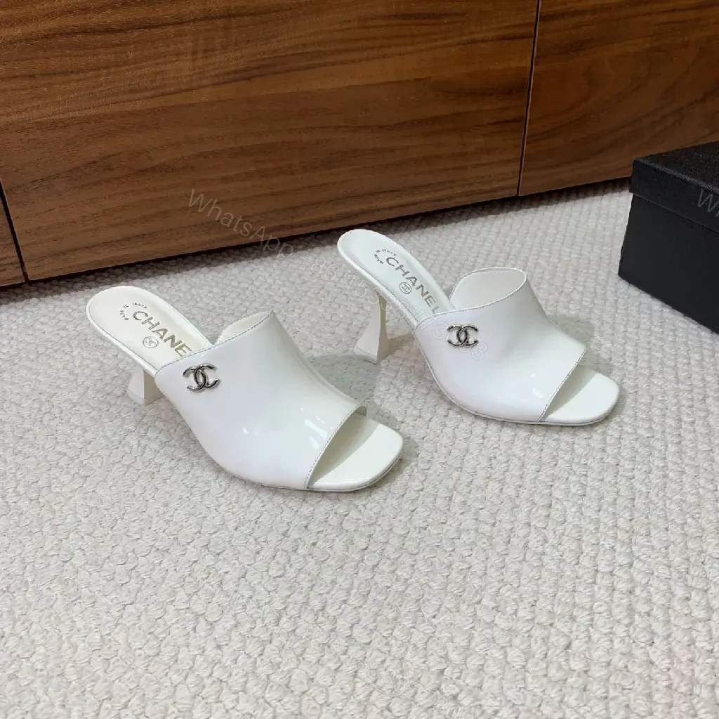 View 10 of White Satin Mules with Logo Hardware – Elevated Everyday Chic