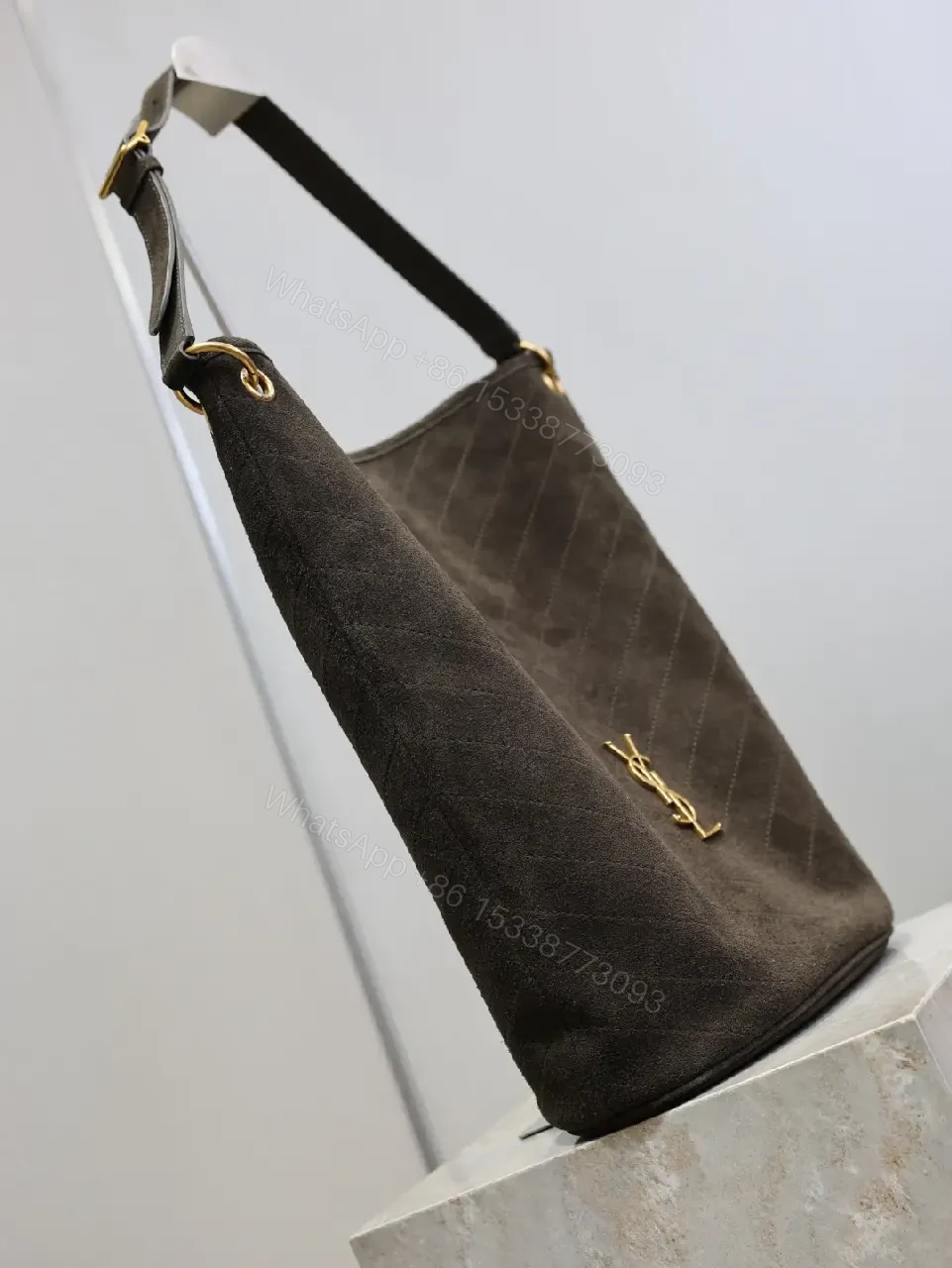 View 7 of Dark Quilted Tote: Premium Leather-Like, Signature Hardware Tote