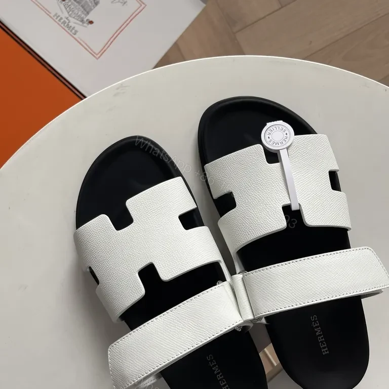 View 7 of White Leather Strap Sandals: Omega Cutouts, All-Day Comfort