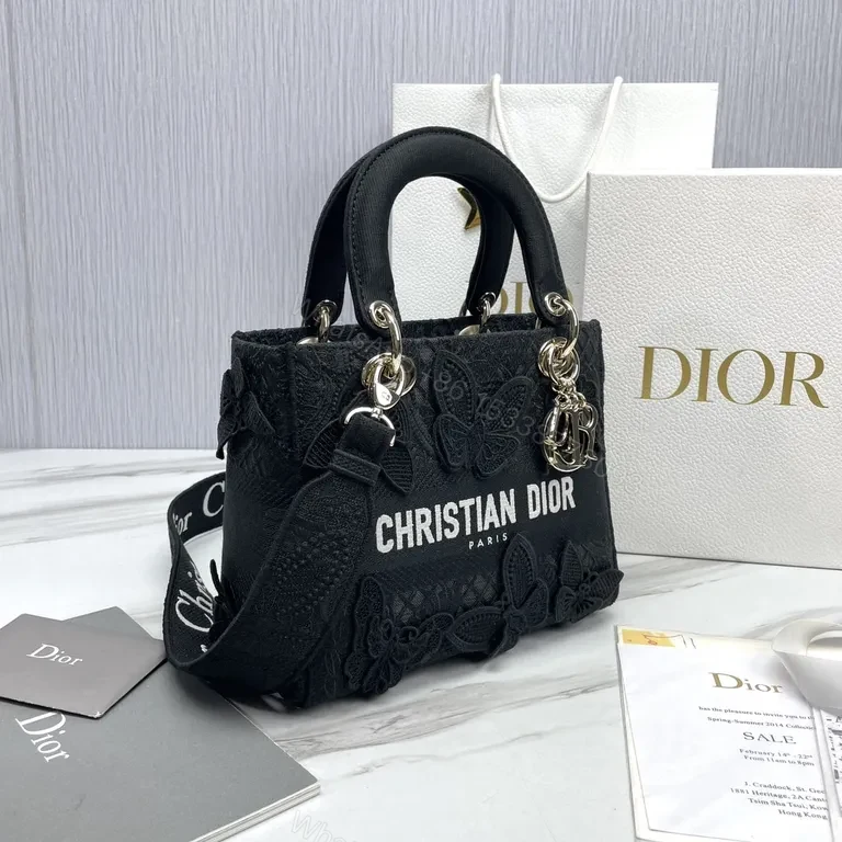 View 3 of Chic Embroidered Butterfly Dior Bag - Signature Monogram Handbag