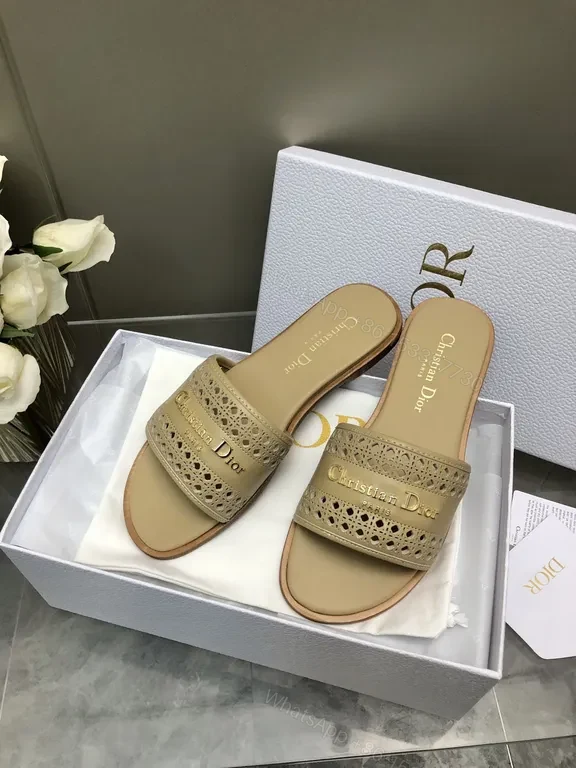 View 4 of Open-Top Luxury Sandals: Premium Leather, Perforated, Dior-Inspired