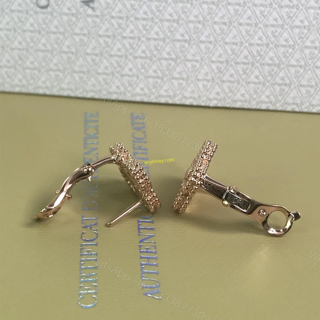 View 3 of Van Cleef & Arpels Vintage Alhambra Earrings Dimaonds Yellow Gold VCARA44700