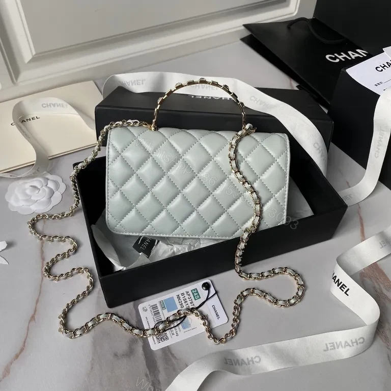 View 6 of Chanel-Inspired Quilted Mini Shoulder Bag with Gold Chain