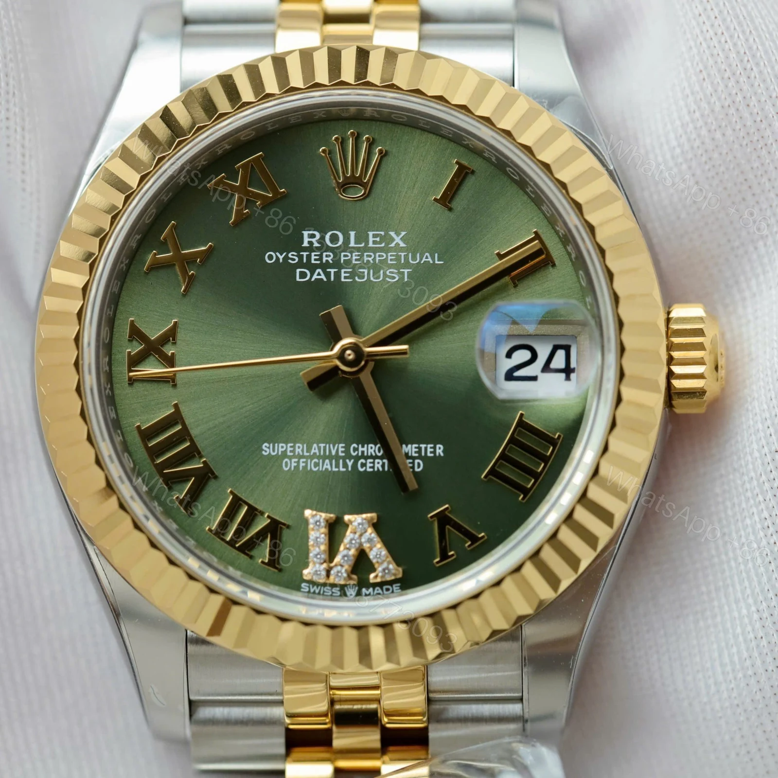 View 6 of Rolex Datejust Olive Green Roman Diamond Dial 126233-0025 36 mm