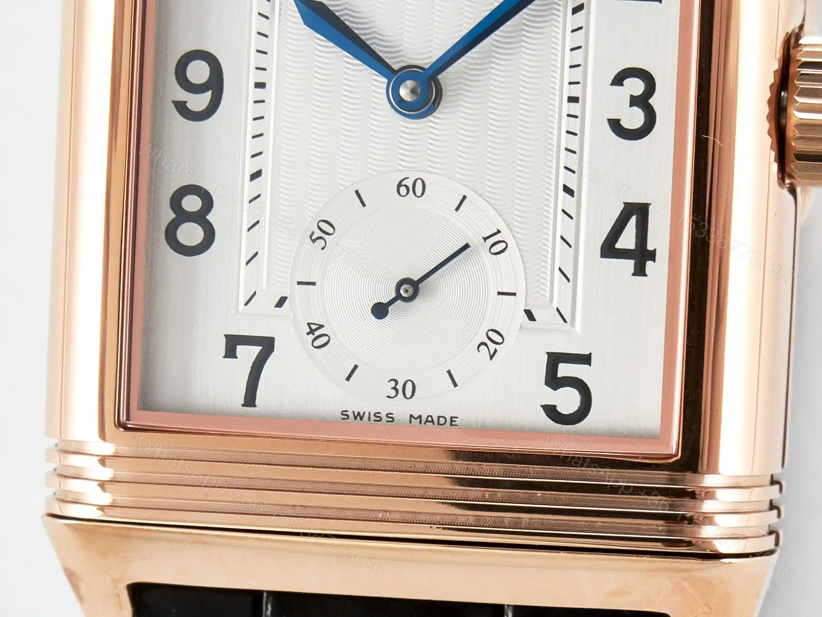 View 10 of Reverso Classic Duoface Small Seconds RG MGF Best Edition White Textured Dial on Black Leather Strap A854A
