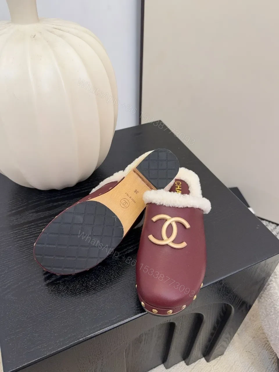 View 2 of Burgundy Velvet Slip-Ons with Shearling Lining, Luxe Comfort