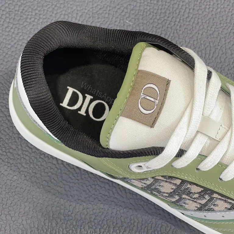 View 7 of Olive White Luxe Low-Top Sneaker with Signature Panel