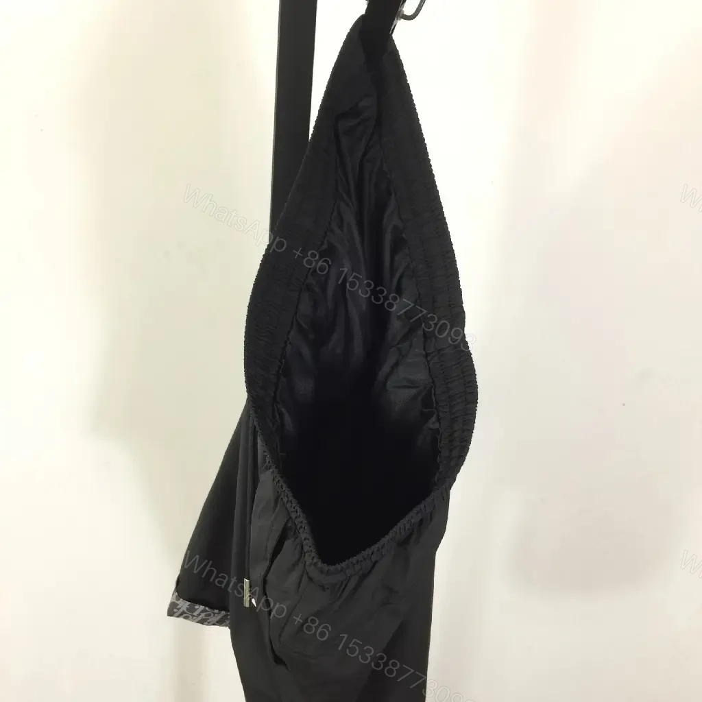 View 7 of Black Satin Drawstring Shorts Dior Logo Contrast Hem